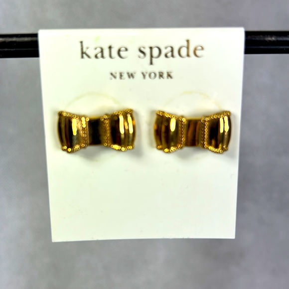 Kate Spade All Wrapped Up 14K Goldfill Double Bow Stud Earrings - Picture 2 of 4
